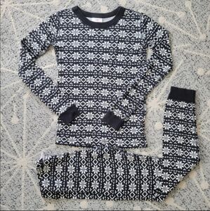 Hanna Andersson black & white fair isle long john pajamas
